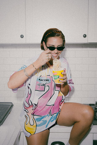 Lara Short Sleeve Tee - White/Graphic Print