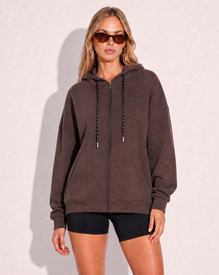 Remy Zip Fleece Hoodie - Vintage Dark Truffle