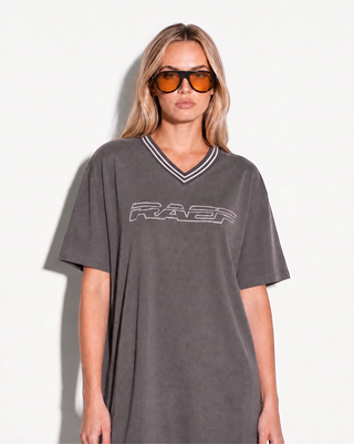 Alix V Neck Tee Dress - Dark Grey