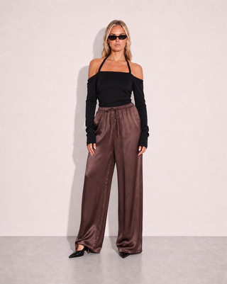 Jones Satin Pant  - Cocoa Bean