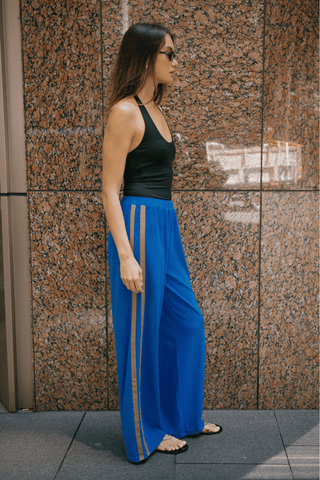 Brianna Towelling Pant - Sapphire