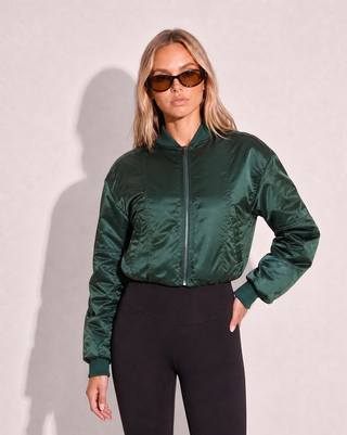 Eva Cropped Bomber - Dark Kelp