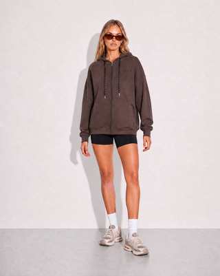 Remy Zip Fleece Hoodie - Vintage Dark Truffle