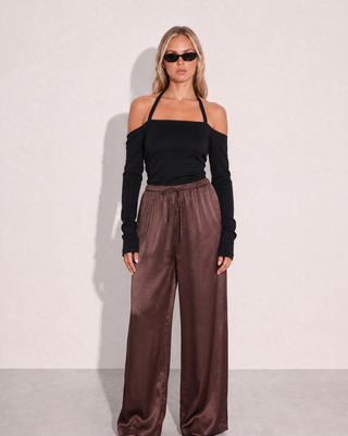 Jones Satin Pant  - Cocoa Bean