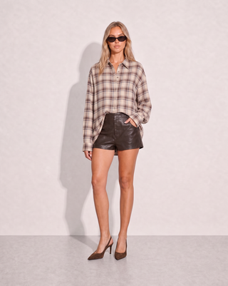 Stevie Vegan Leather Short - Dark Truffle