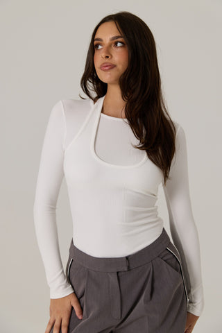 Gia Double Layer Top - White