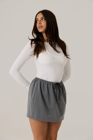 Nova Pinstripe Mini Skirt - Iron Pinstripe