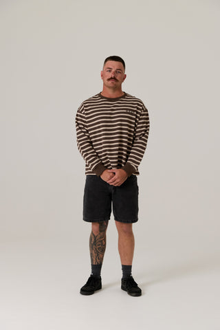 Frankie Crew Neck Fleece - Dark Truffle / Stripe