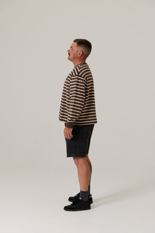 Frankie Crew Neck Fleece - Dark Truffle / Stripe