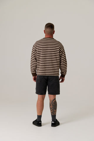Frankie Crew Neck Fleece - Dark Truffle / Stripe