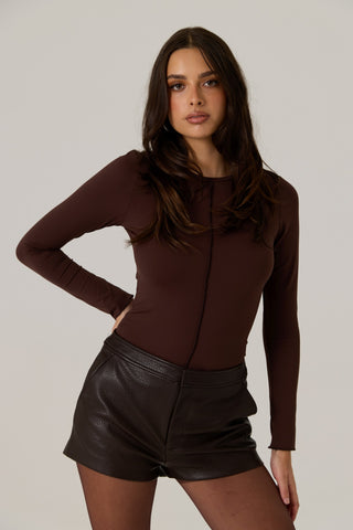 Stevie Vegan Leather Short - Dark Truffle