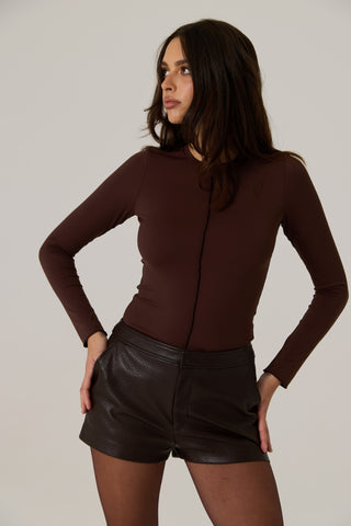 Nia Longsleeve Top - Dark Truffle