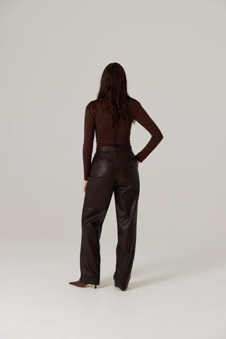 Winnie Vegan Leather Pant - Dark Truffle