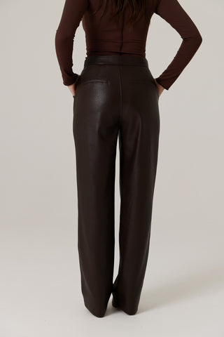 Winnie Vegan Leather Pant - Dark Truffle