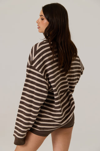 Frankie Crew Neck Fleece - Dark Truffle / Stripe