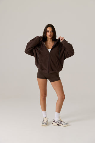 Remy Zip Fleece Hoodie - Vintage Dark Truffle