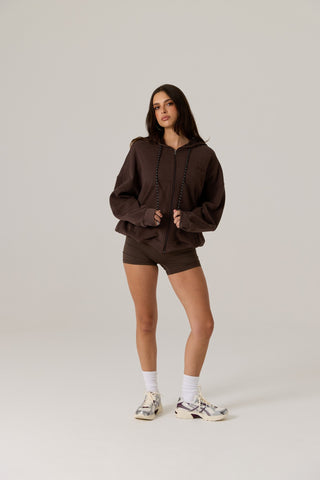 Remy Zip Fleece Hoodie - Vintage Dark Truffle
