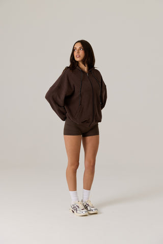 Remy Zip Fleece Hoodie - Vintage Dark Truffle