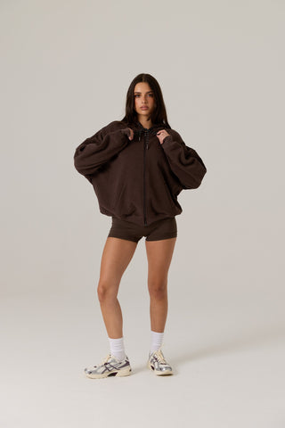 Remy Zip Fleece Hoodie - Vintage Dark Truffle