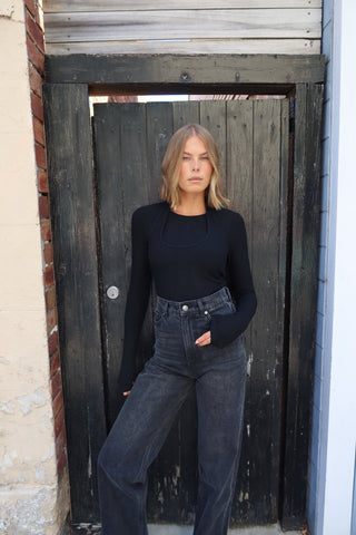 Romy High Rise Jean - Washed Black