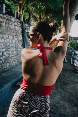 Ariana High Neck Tank - Ruby Red