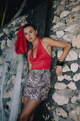 Ariana High Neck Tank - Ruby Red