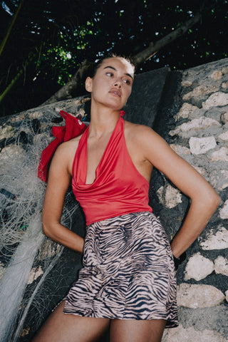 Ariana High Neck Tank - Ruby Red