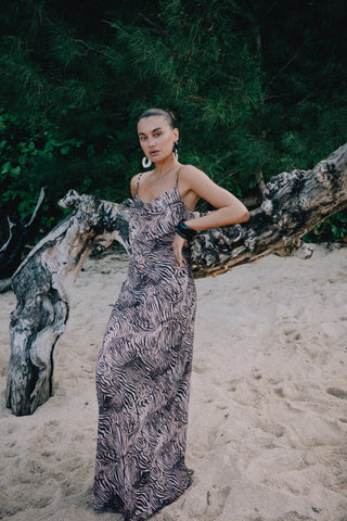 Kylie Chiffon Maxi Dress - Bronzed Zebra