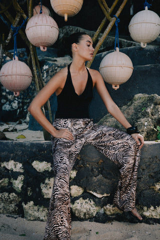 Camilla Satin Pant - Bronzed Zebra