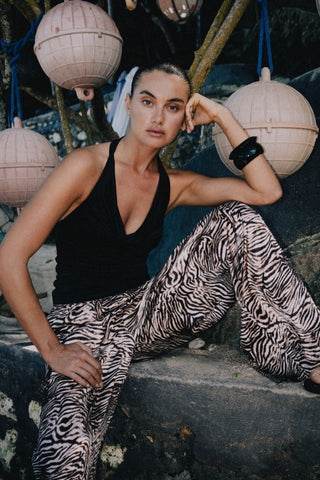 Camilla Satin Pant - Bronzed Zebra