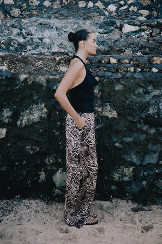 Camilla Satin Pant - Bronzed Zebra