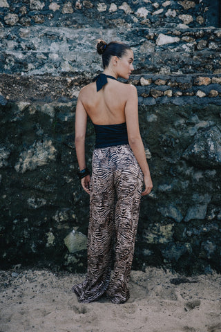 Camilla Satin Pant - Bronzed Zebra