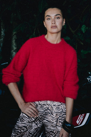 Amelia Shaggy Knit - Red