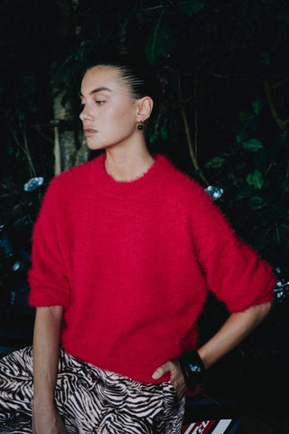 Amelia Shaggy Knit - Red