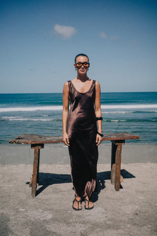 Jones Satin Maxi Dress - Bronzed