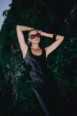 Jones Satin Maxi Dress - Black
