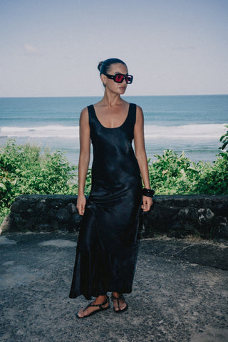 Jones Satin Maxi Dress - Black