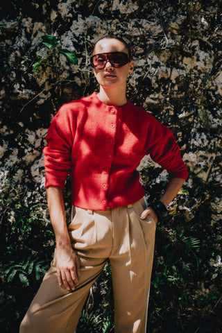 Emma Knit Cardigan - Red