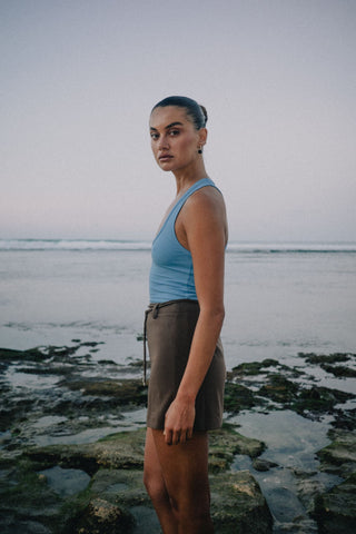 Valerie Ribbed Tank - Cornflower