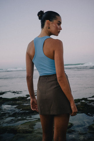 Valerie Ribbed Tank - Cornflower