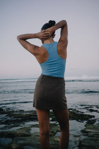 Valerie Ribbed Tank - Cornflower