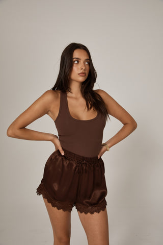 Valerie Ribbed Tank - Chocolate