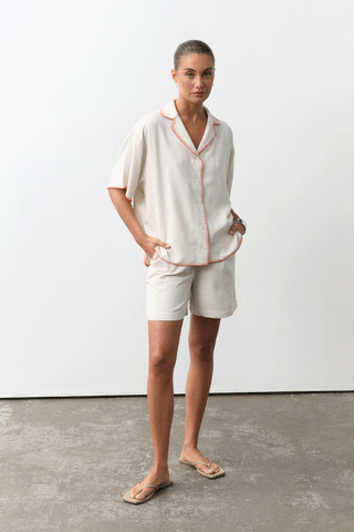 Monty Linen Shirt - Natural/Mango