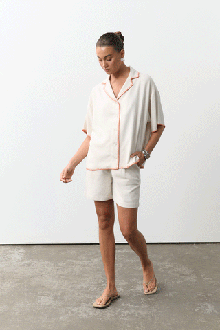 Monty Linen Shirt - Natural/Mango