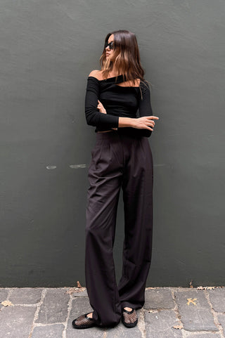 Asher Wide Leg Pant - Espresso