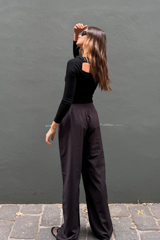 Asher Wide Leg Pant - Espresso