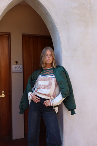 Eva Cropped Bomber - Dark Kelp