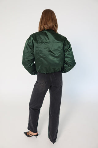 Eva Cropped Bomber - Dark Kelp