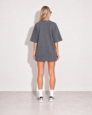 Alix V Neck Tee Dress - Dark Grey