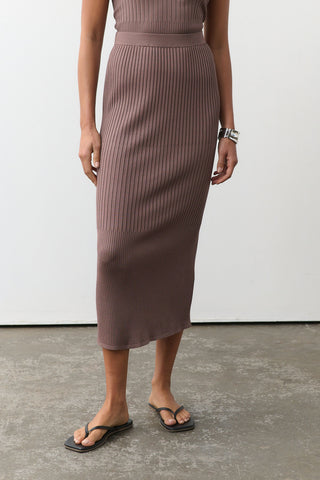 Tatum Knit Midi Skirt - Taupe